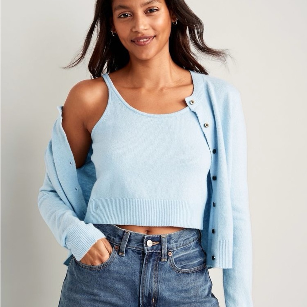 Cozy Cropped Tank Top + Cardigan Set